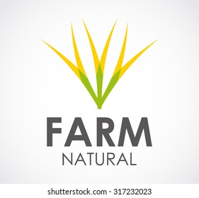 Farm grass nature leaf abstract vector logo design template business ecology icon green company symbol concept