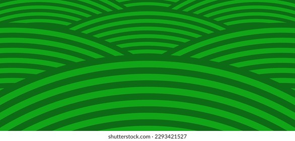 farm green banner, organic abstract background with fields. wavy green lines, natural organic products. ecology background. striped farmer green Pattern