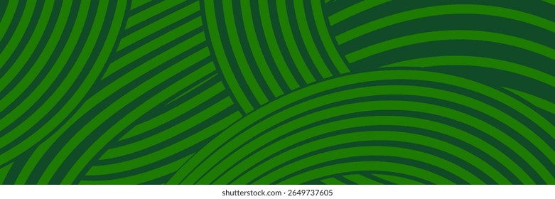 Banner verde da fazenda. Produtos orgânicos fundo abstrato com campos. Linhas verdes onduladas, pano de fundo para anunciar produtos orgânicos naturais. Contexto ecológico. Padrão verde do agricultor listrado