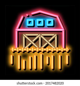 farm greenhouse wheat field neon light sign vector. Glowing bright icon farm greenhouse wheat field sign. transparent symbol illustration