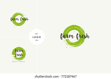 Farm grown product icons and elements collection for food market, ecommerce, organic products promotion, healthy life and premium quality food and drink
