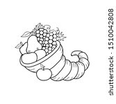 farm harvest festival. Thanksgiving day. vector drawing cornucopia fall holiday. Isolated outline autumn nature symbol. Hand drawn harvest illustration. sketch