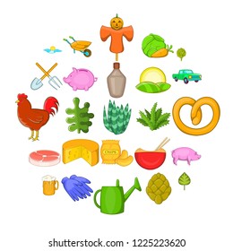 Farm harvest icons set. Cartoon set of 25 farm harvest vector icons for web isolated on white background