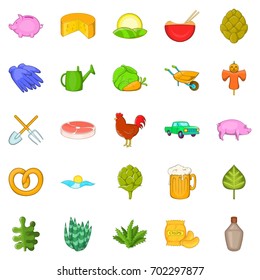 Farm harvest icons set. Cartoon set of 25 farm harvest vector icons for web isolated on white background