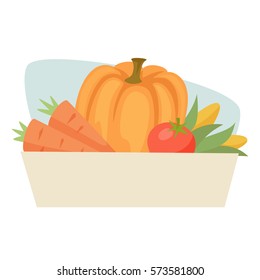 Farm harvest label or badge. Vegetable logo. Natural food, organic product, locally grown. Cartoon
