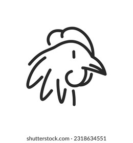 Farm Hen Chicken Icon. Vector Outline Editable Sign of Poultry Farming, Agricultural, Livestock, and Bird Farm Vet Clinic Services. 