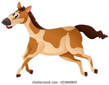 Farm horse running on white background illustration