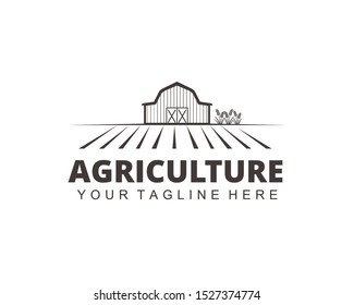 farm house agriculture crop field vector logo design template