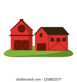 farm house and barn in nature