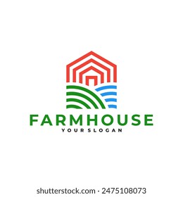 FARM HOUSE BUILDING LOGO ICON ILLUSTRATION