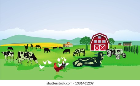 Farm House Cattle Cows Poultry Stock Vector (Royalty Free) 1381461239 ...