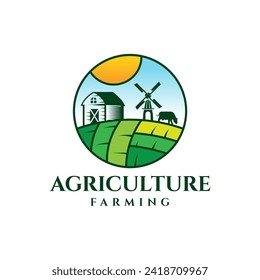 Farm House concept logo. Agriculture and Farm logo design.
