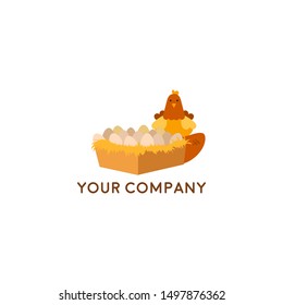 Farm House concept logo with egg and chicken