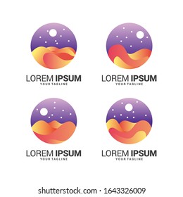 Farm House concept logo. Template with farm landscape. Label for natural farm products. EPS 10