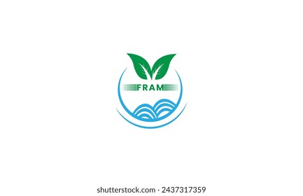 Farm House concept logo. Template with farm landscape. 
