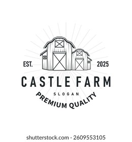 farm house design simple barn livestock logo concept illustration of a farm barn with a simple line concept, old vintage, antique, business brand symbol template