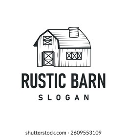 farm house design simple barn livestock logo concept illustration of a farm barn with a simple line concept, old vintage, antique, business brand symbol template