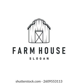 farm house design simple barn livestock logo concept illustration of a farm barn with a simple line concept, old vintage, antique, business brand symbol template