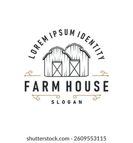 farm house design simple barn livestock logo concept illustration of a farm barn with a simple line concept, old vintage, antique, business brand symbol template