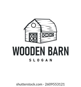 farm house design simple barn livestock logo concept illustration of a farm barn with a simple line concept, old vintage, antique, business brand symbol template