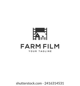 Farm House Film Movie Logo de diseño ilustración vectorial