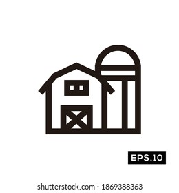 Farm House Icon. Farming Silhouette Sign Logo Vector