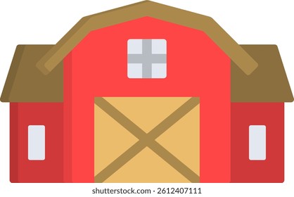 Farm House Icon Flat Vector Illustration