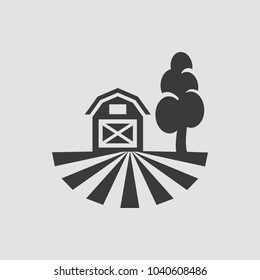 Farm house icon isolated of flat style. Vector illustration.