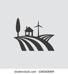 Farm house icon isolated of flat style. Vector illustration.