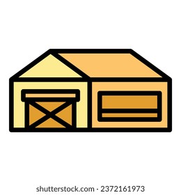 Farm house icon outline vector. Cow animal. Beef milk color flat