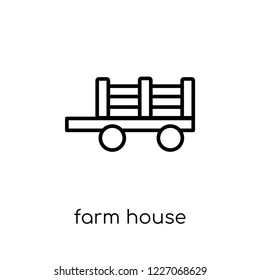 farm house icon. Trendy modern flat linear vector farm house icon on white background from thin line Agriculture, Farming and Gardening collection, outline vector illustration