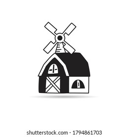 vector de icono de casa de granja en fondo blanco
