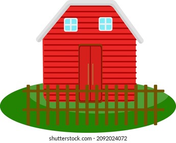 Farm house, illustration, vector on a white background.