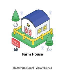 Farm House isometric Colored illustration. EPS File stock illustration