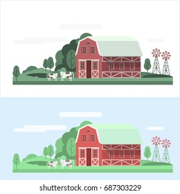 Farm house landscape set