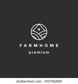 Farm House Logo Concept in Simple Iconic Line Style Design Vector On black background