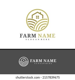 Vector de diseño del logotipo de la casa de la granja, ilustración de la plantilla de conceptos del logotipo de la granja creativa.