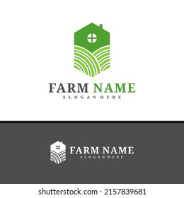Farm House logo design vector, Creative Farm logo concepts template illustration.