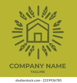 Farm house logo design. Vector illustration of abstract agriculture farm icon design. Modern logo design with line art style.