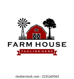 Farm House Logo Design. Vintage Barn Logo.