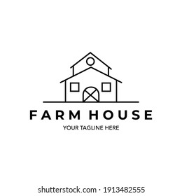 farm house logo minimalist line art design