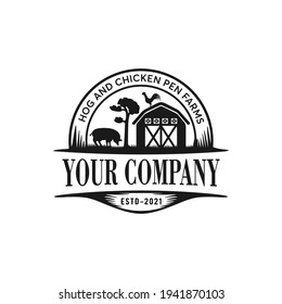 Farm House logo, pig farmer logo vector eps 10