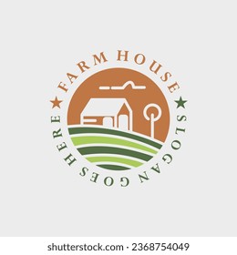  Farm house logo vector icon illustration hipster vintage retro