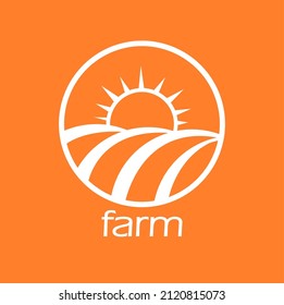 Bauernhaus-Logo, Vektorgrafik auf orangefarbenem Hintergrund 