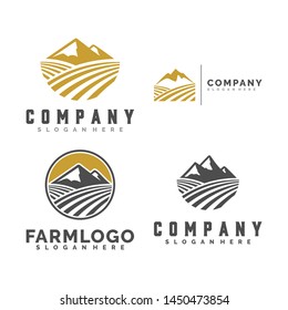 farm, house and mountain logo template