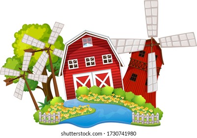 Farm house on white background illustration