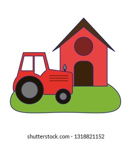 Farm house and tractor
