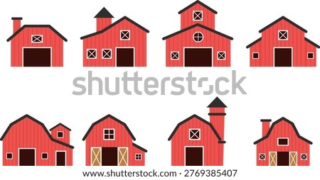 The farm house vector design features a simple rural home with natural elements, creating a calm and countryside feel.

