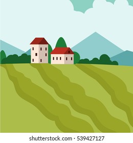 Farm house vector illustration.