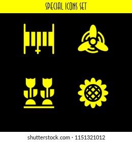 farm icon. 4 farm set with windmill and farming and gardening vector icons for web and mobile app